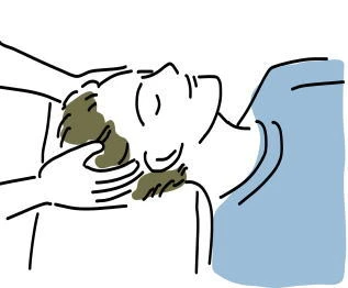 頭まわりをセルフケアするイラスト