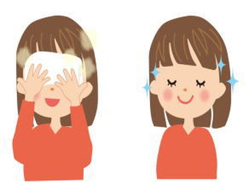 目のケアをしている女性イラスト