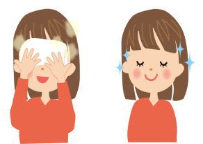 目のケアをしている女性イラスト