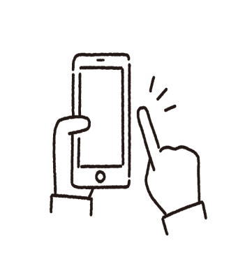 スマートフォンを指で操作しているイラスト。チチンプイプイのご予約方法をご案内。